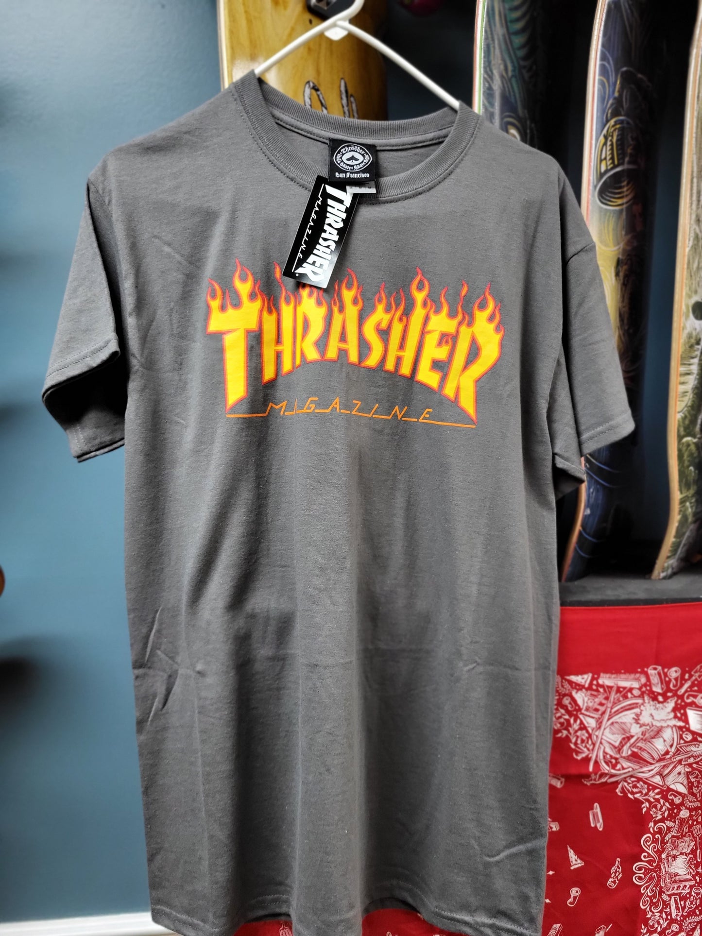 Thrasher Flame Logo Grey